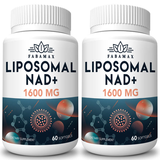 Front view of 1600 mg Liposomal NAD+ softgels bottle