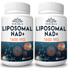 Front view of 1600 mg Liposomal NAD+ softgels bottle