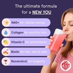Liposomal NAD+ collagen powder dissolving in water for women