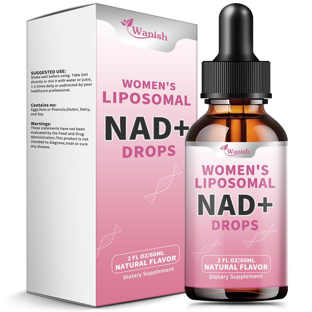 Bottle of Liposomal NAD Liquid Supplement for Women with dropper
