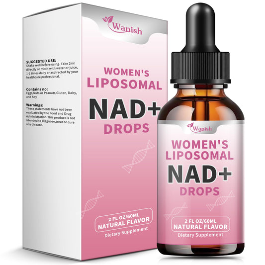 Bottle of Liposomal NAD Liquid Supplement for Women with dropper