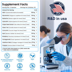 Product packaging and label design for Liposomal NAD Resveratrol supplement