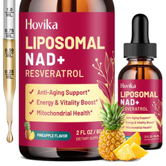 Liposomal NAD supplement bottle with pineapple flavor label