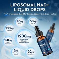 Diagram showing liposomal delivery technology for NAD+ liquid