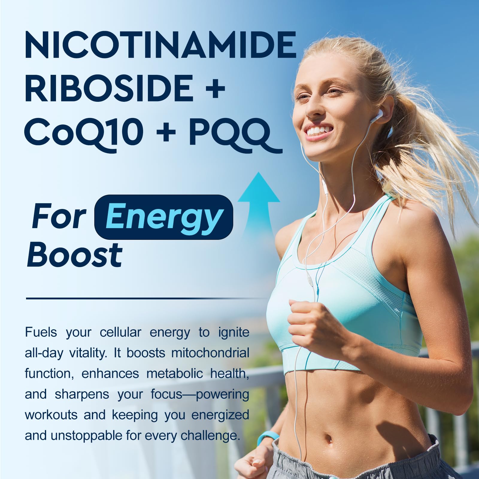 Close-up of Liposomal NAD+ Liquid bottle