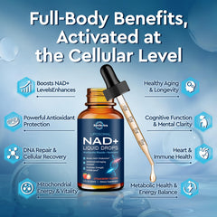 Liposomal NAD+ Liquid strawberry flavor label