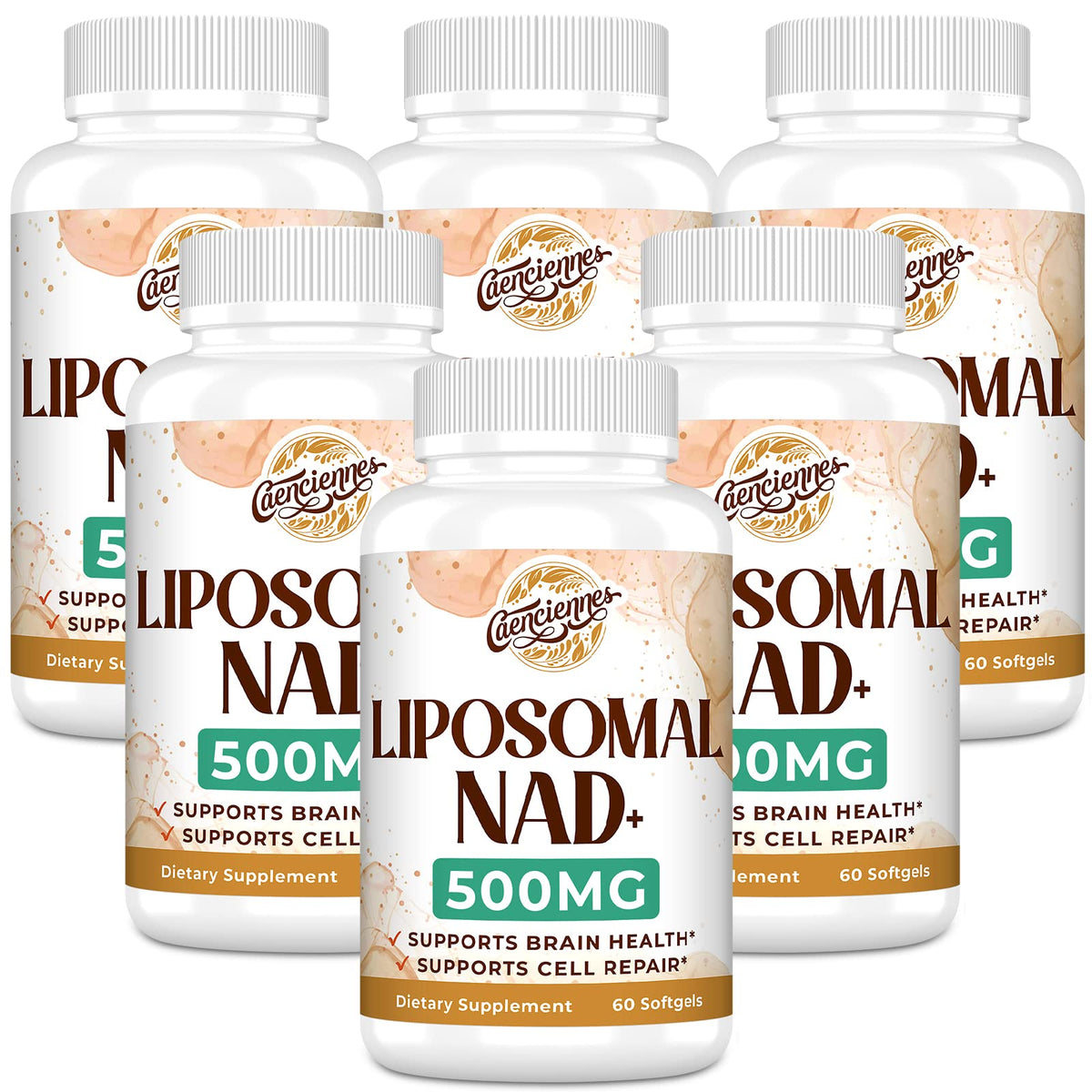 Bottle of Liposomal NAD+ 500 mg softgels