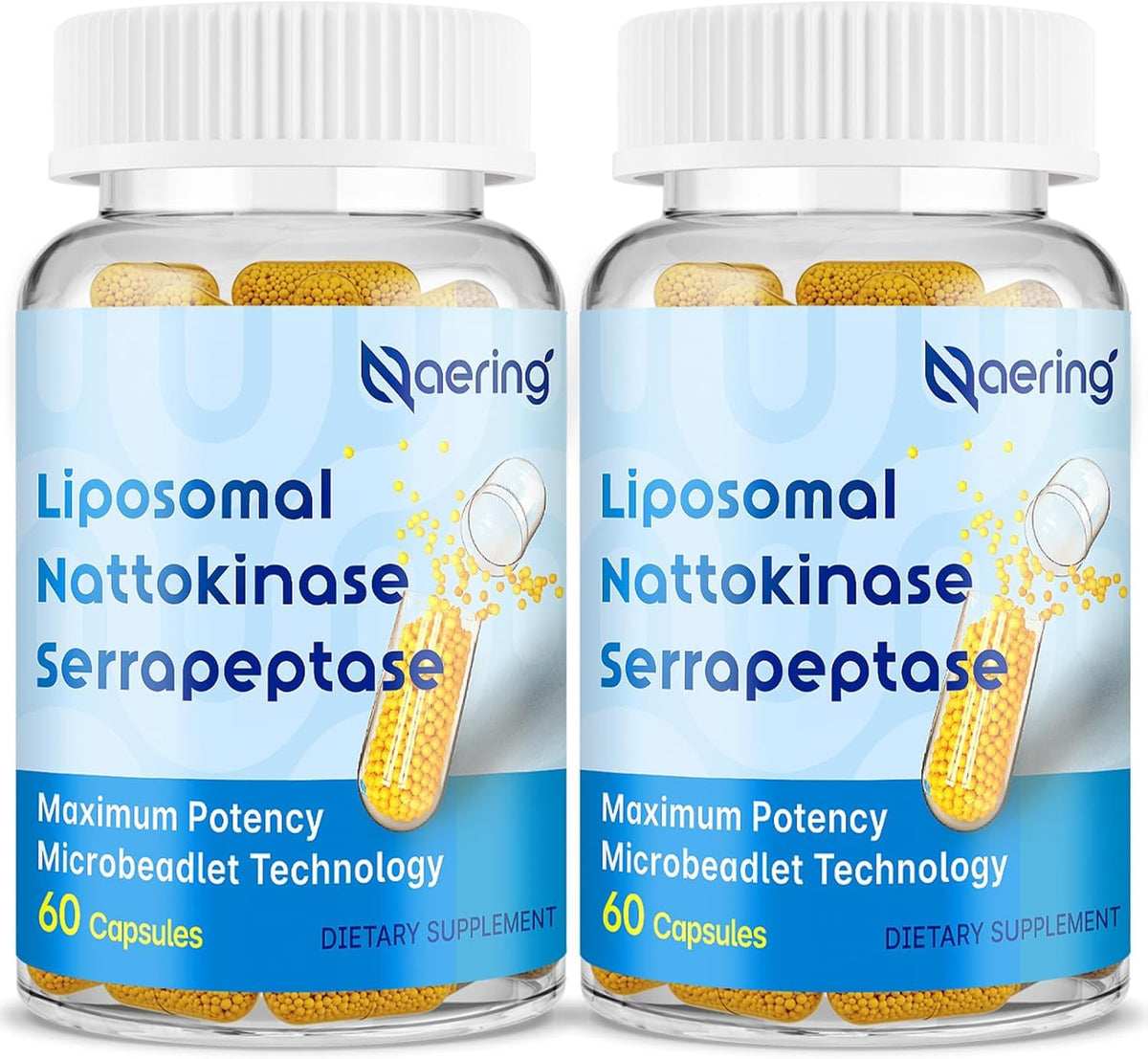 Front view of Liposomal Nattokinase & Serrapeptase bottle