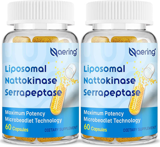 Front view of Liposomal Nattokinase & Serrapeptase bottle