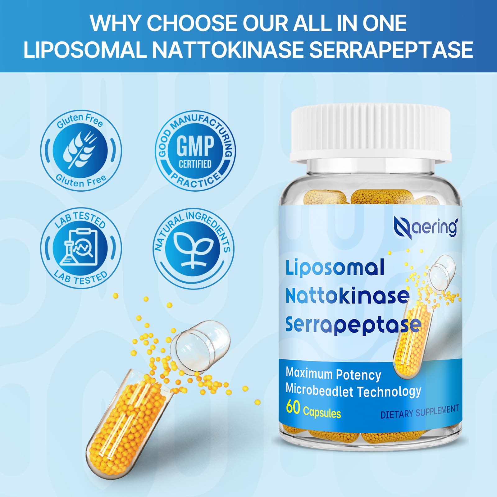 Gluten-free, vegan-friendly enzyme supplement label