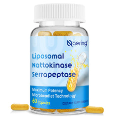 Hero image showing Liposomal Nattokinase and Serrapeptase capsules (60 capsules)