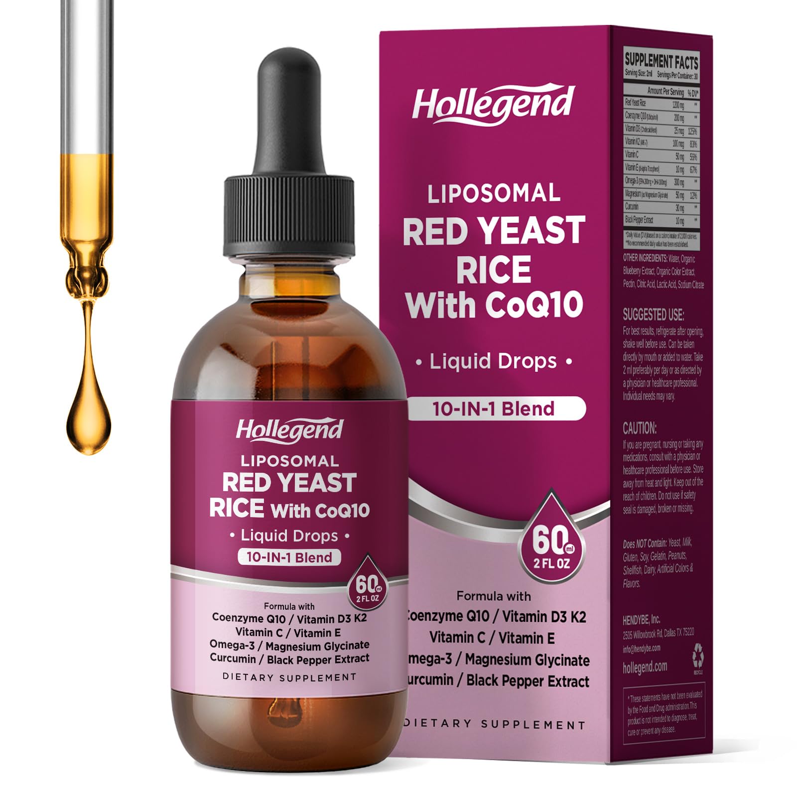 Liposomal Red Yeast Rice with CoQ10 liquid drops bottle