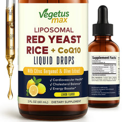 Front view of Liposomal Red Yeast Rice with CoQ10 Drops bottle, 2 fl oz