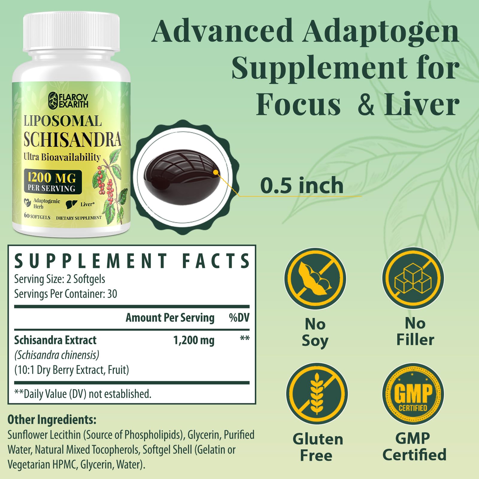 Close-up of Schisandra berry extract vegan softgels