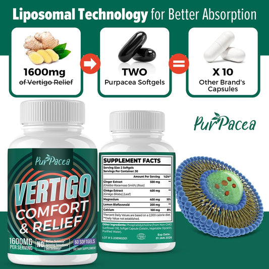 Liposomal Vertigo supplement bottle back showing label