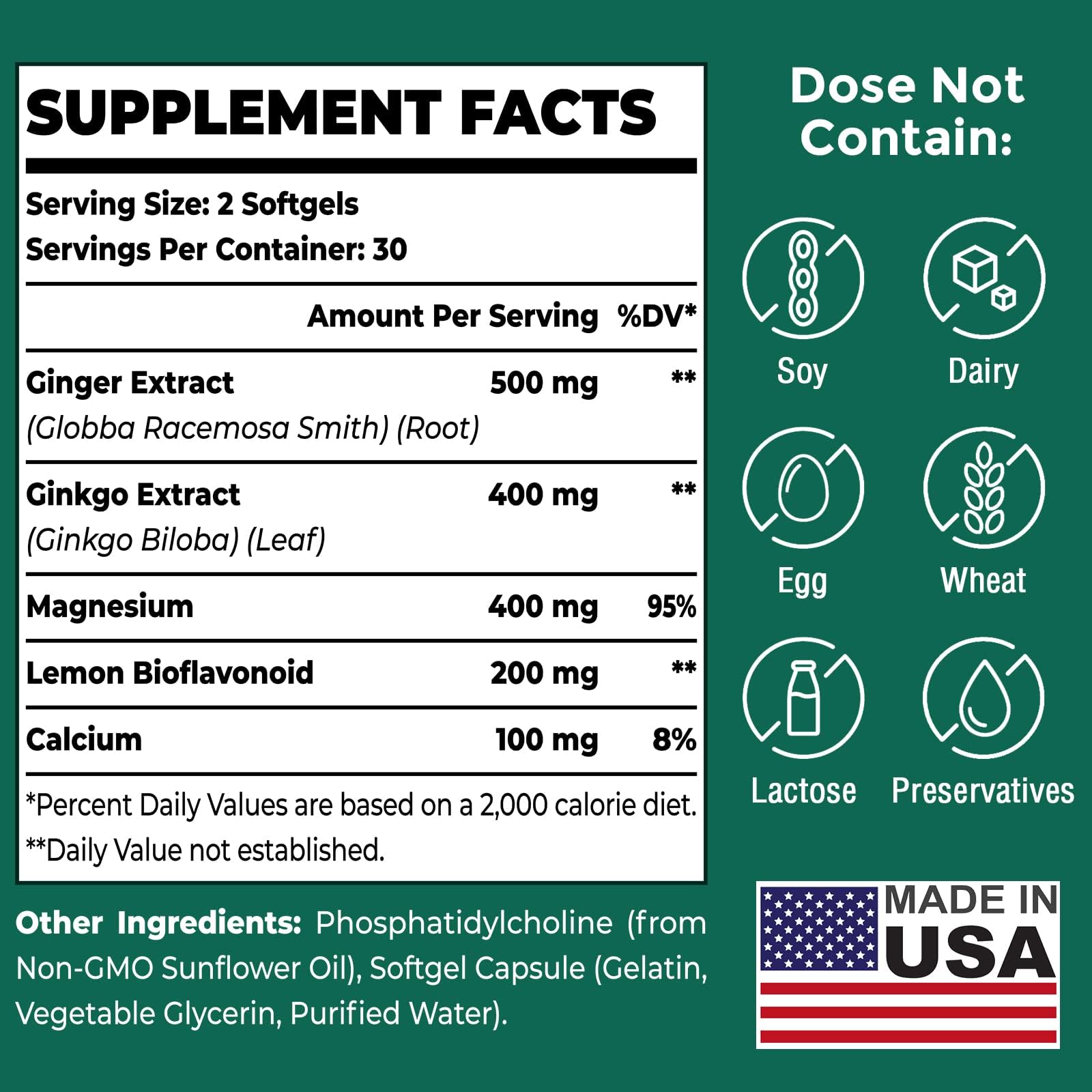 USA-made liposomal herbal supplement free from dairy, soy, egg, wheat, lactose and preservatives