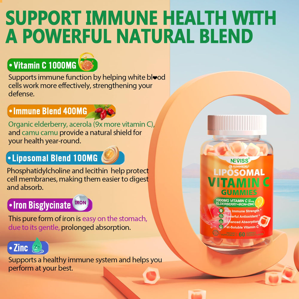Vitamin C gummies packaging showing 1000 mg dose