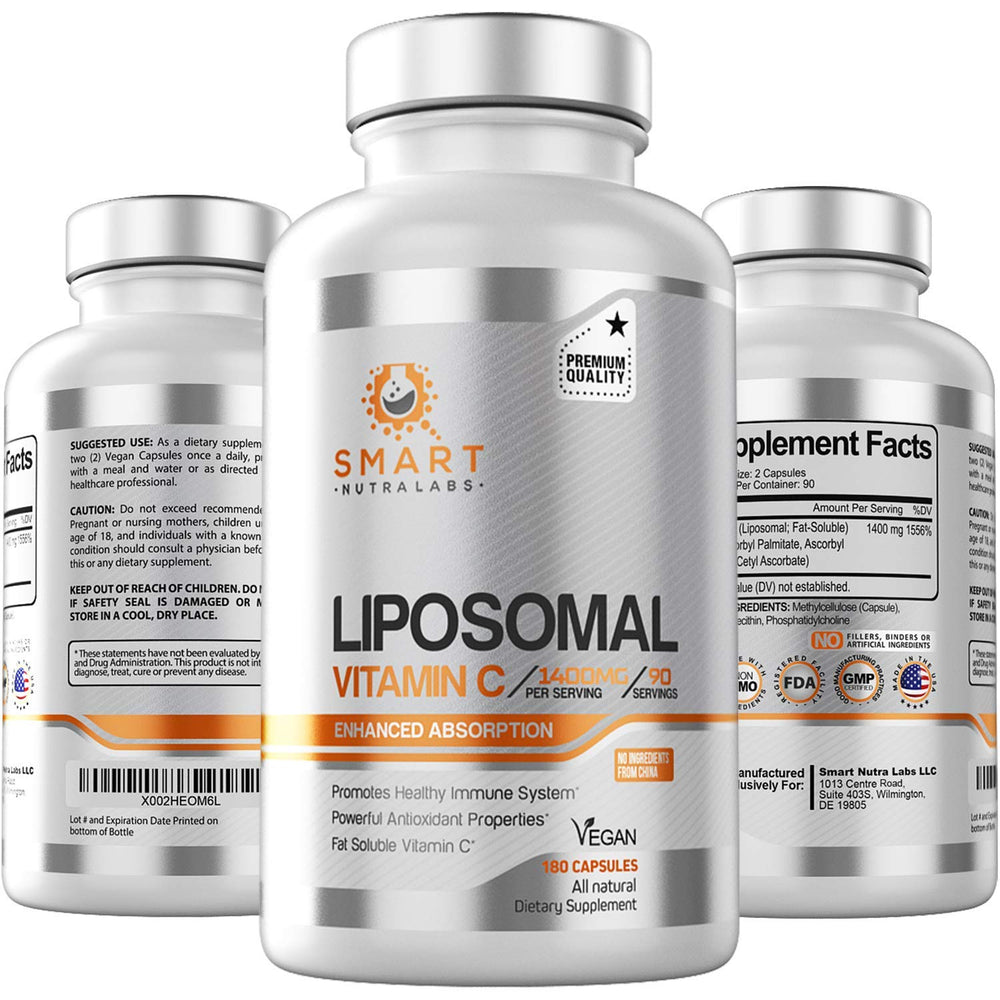 Liposomal Vitamin C 1400mg bottle with 180 vegan capsules