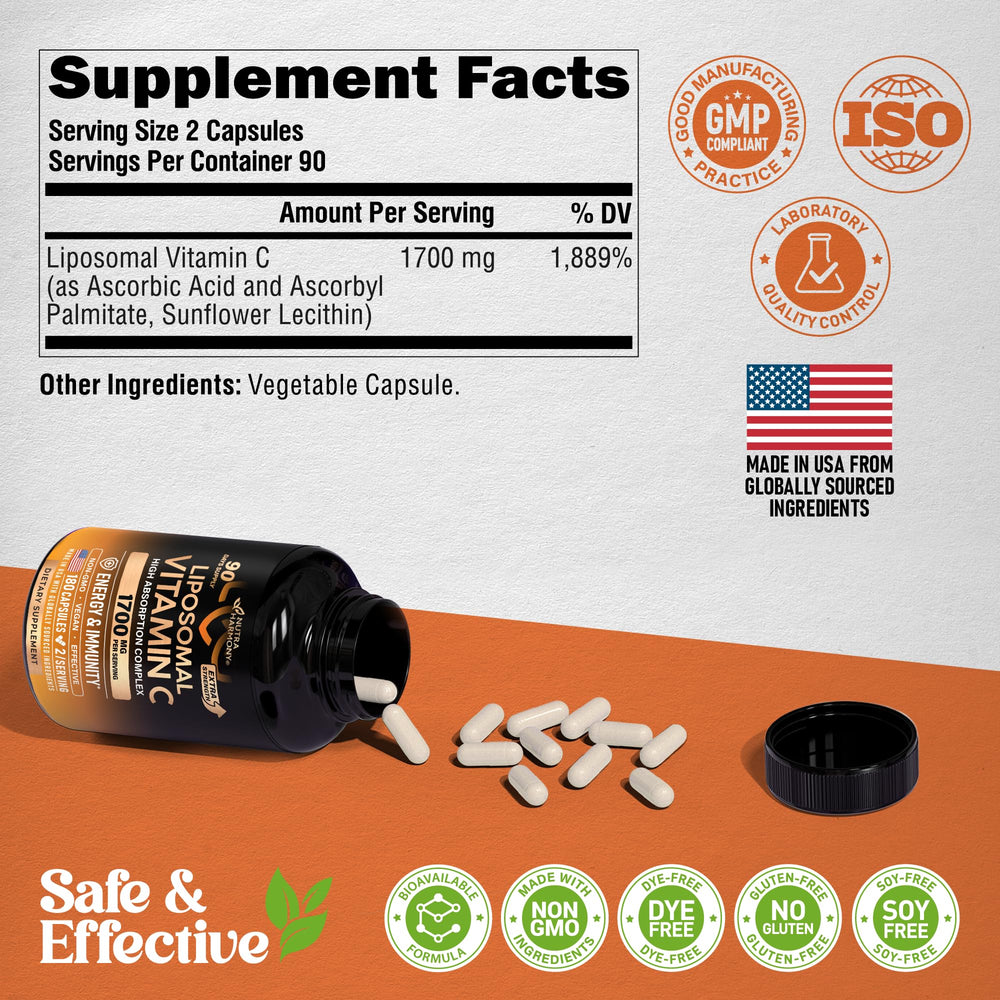 NUTRAHARMONY branding on vitamin C bottle