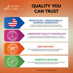 Supplement facts panel and logos on bottle label