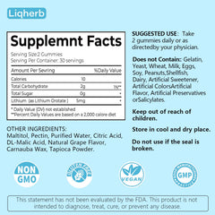 Grape-flavored Liqherb Lithium Orotate gummy bottle label