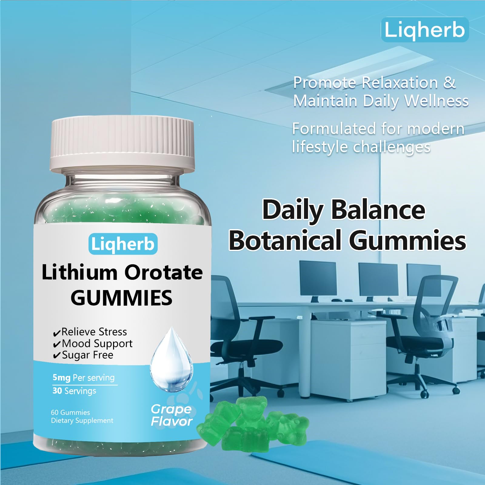 Gluten-free Liqherb lithium orotate gummies packaging