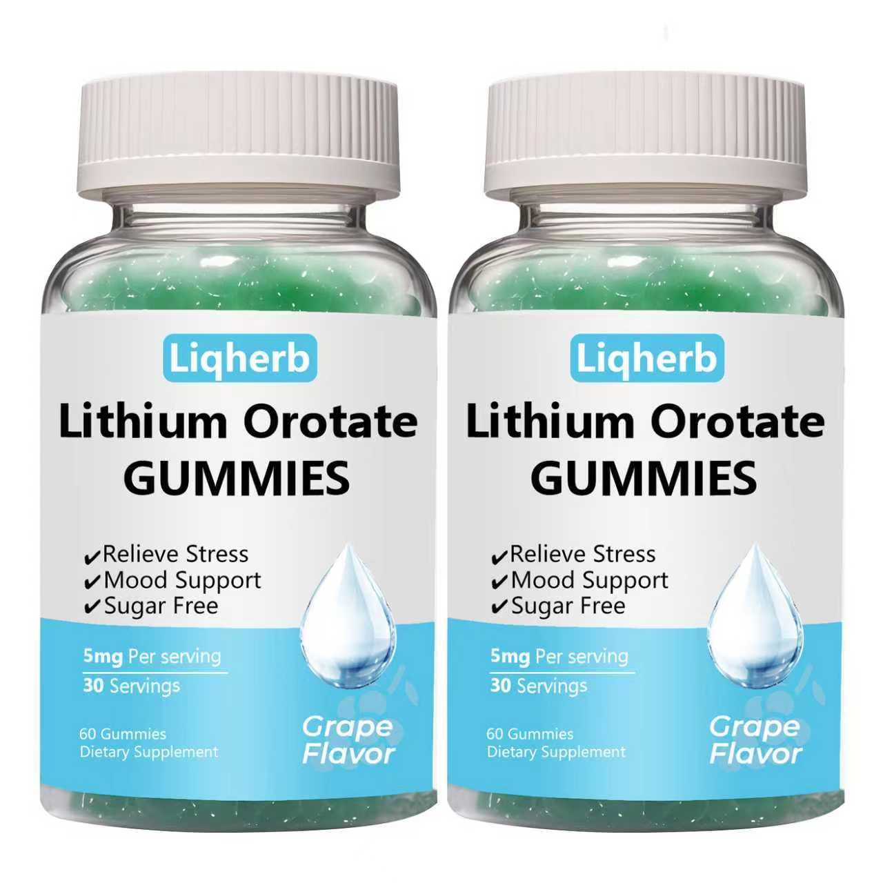 Liqherb Lithium Orotate Gummies bottle label showing 5mg per serving