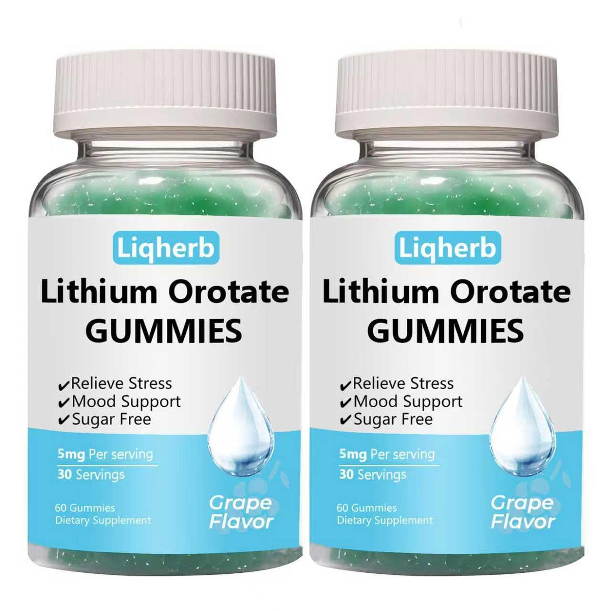 Liqherb Lithium Orotate Gummies bottle label showing 5mg per serving