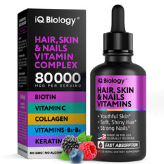 IQ Biology Liquid Biotin Drops bottle for hair growth