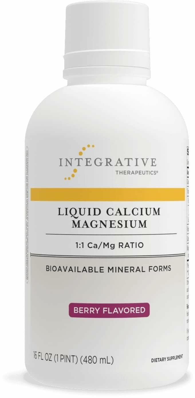 Bottle of Integrative Therapeutics Liquid Calcium Magnesium Berry 16 oz with 32 servings
