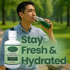 Box and bottle of Liquid Chlorophyll 16oz mint flavor