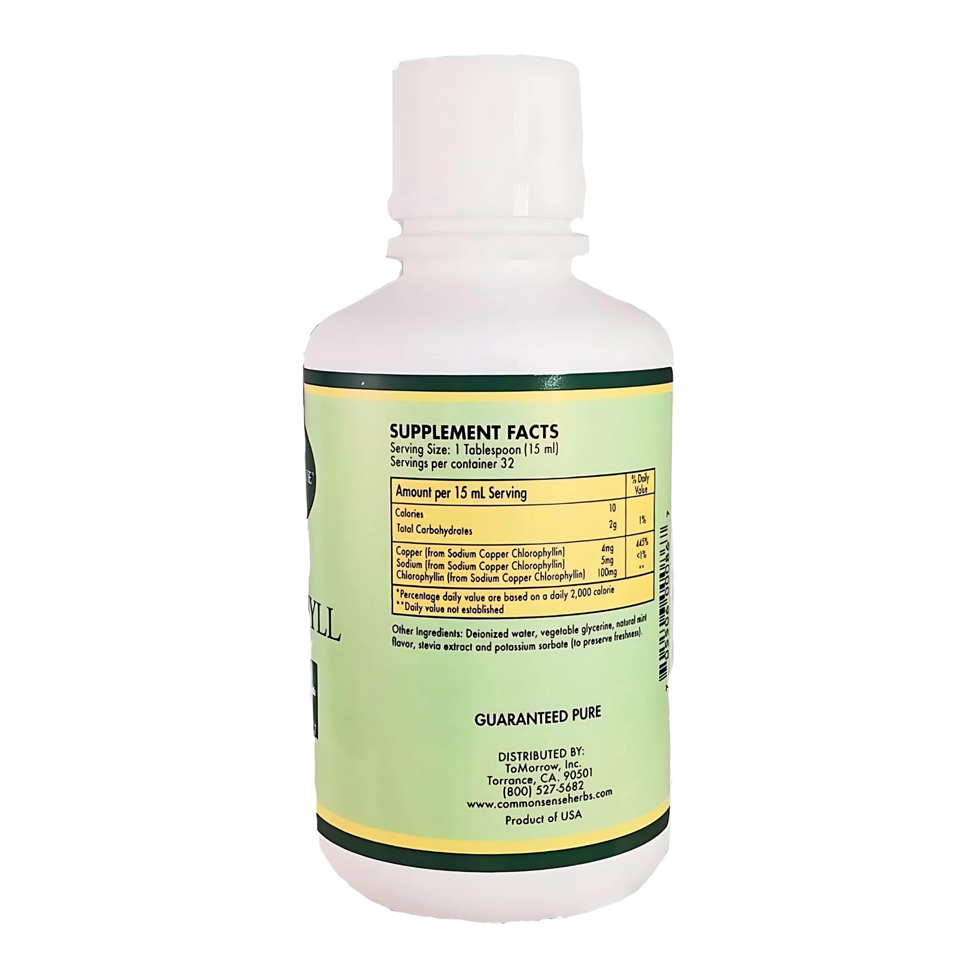 Glass with mint-flavored chlorophyll liquid