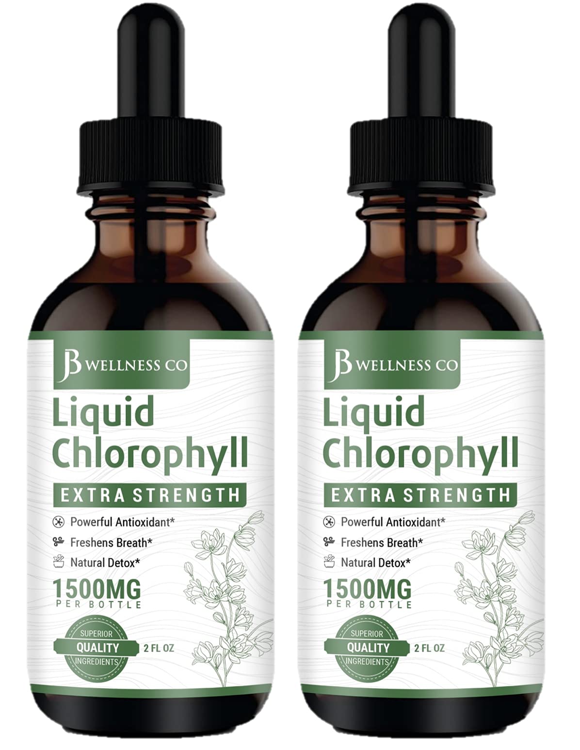 Two bottles of Liquid Chlorophyll Drops in a 2-pack