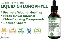 Chlorophyll drops being mixed into water to form a green juice