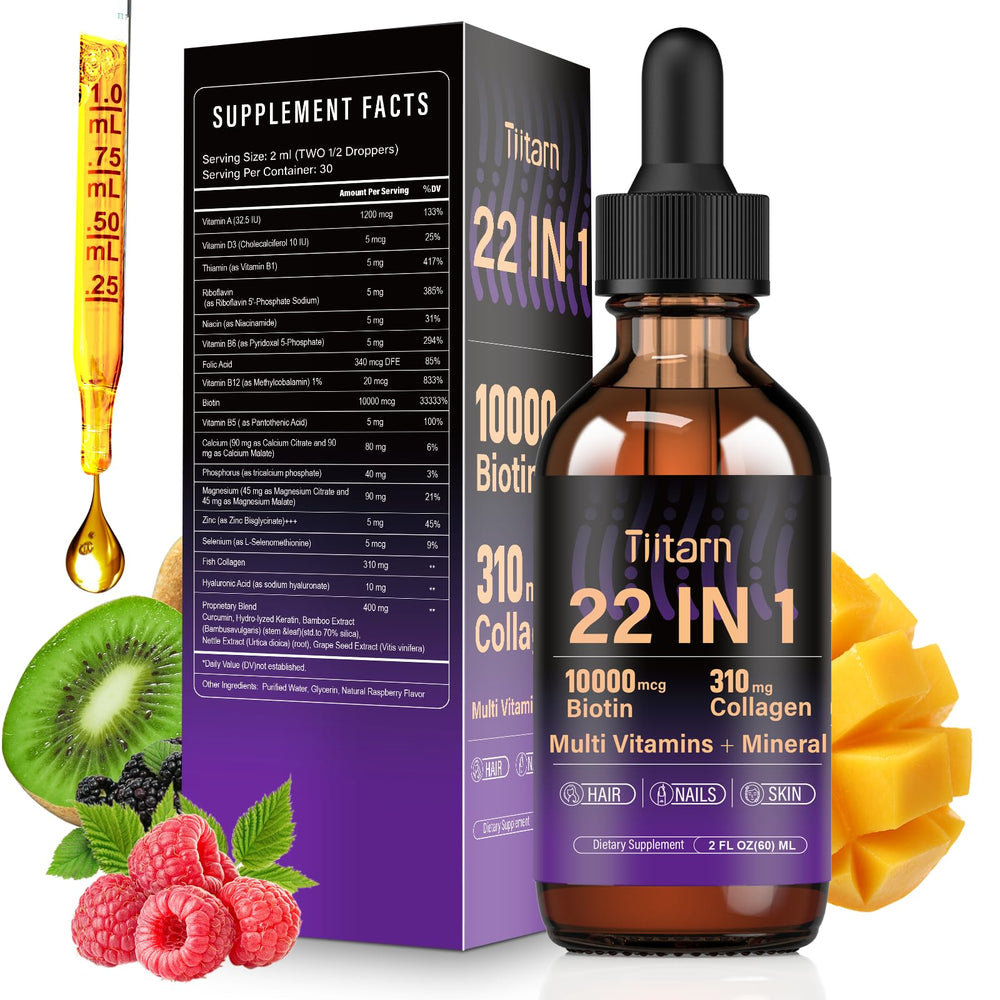 Liquid collagen, biotin and hyaluronic acid bottle (60ml)