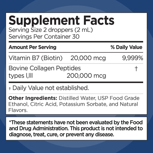 Open bottle of collagen biotin drops with dropper