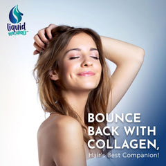 Pouring liquid biotin collagen drops into a glass