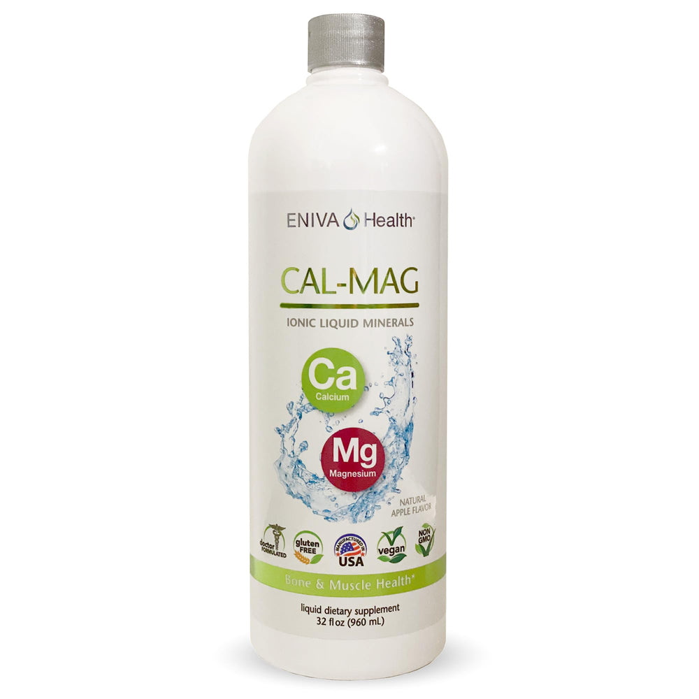 Liquid ionic calcium and magnesium supplement bottle, 32oz