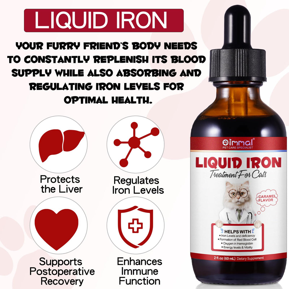 Cat companion image with liquid iron drops product