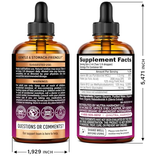 Cherry-flavored liquid iron drops label