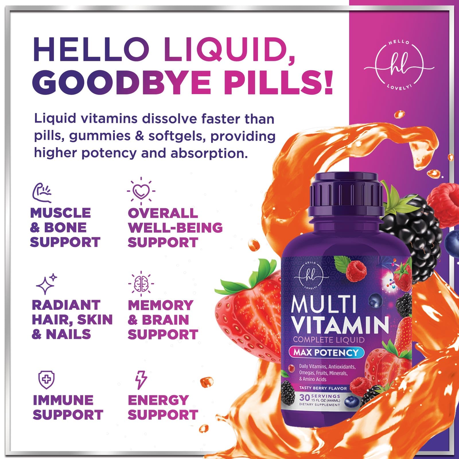 Family using liquid multivitamin bottle for women, men and kids