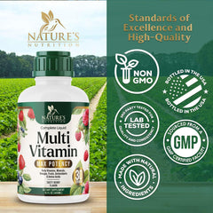 Nutrition facts panel of the liquid multivitamin