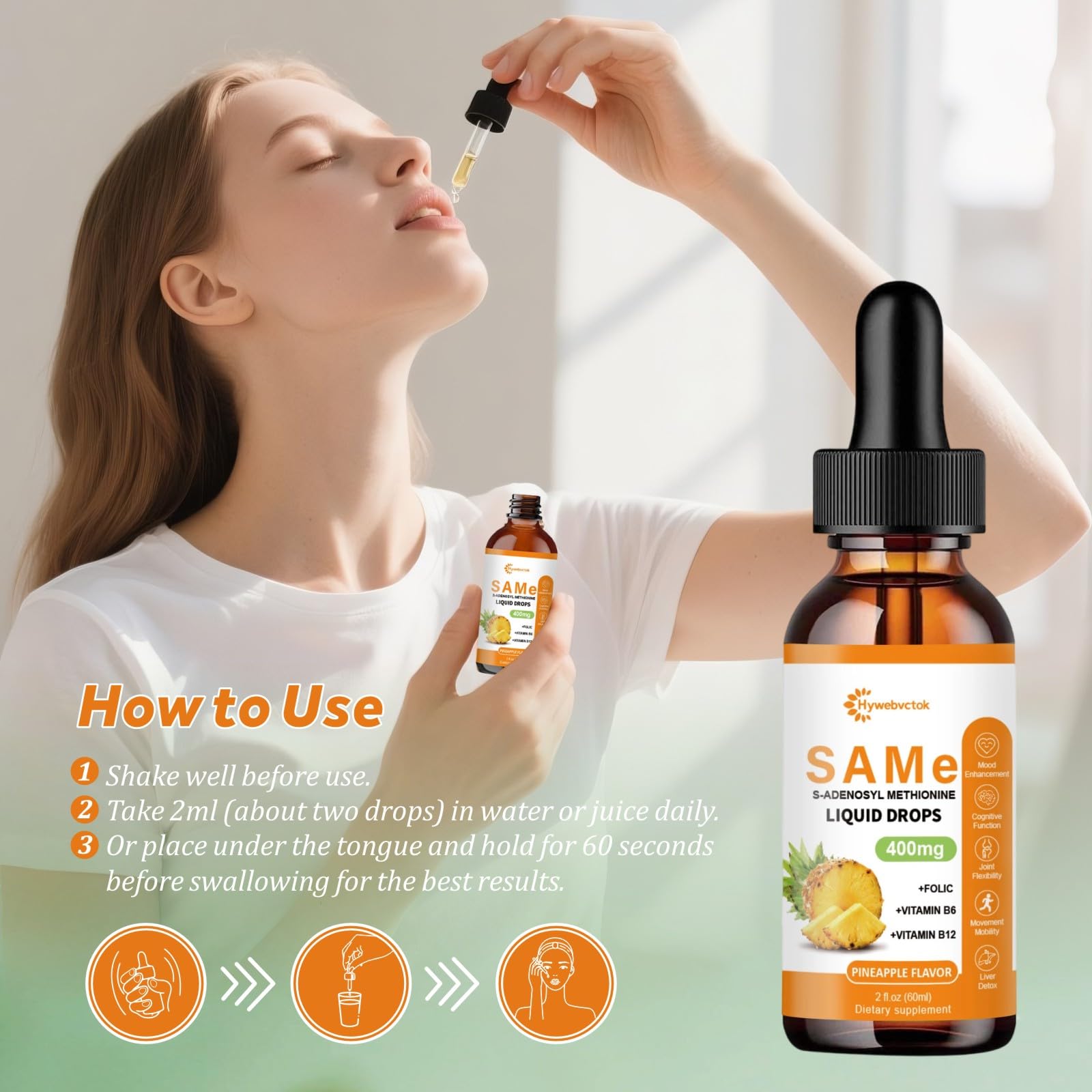 Ingredients panel for SAM-e liquid drops