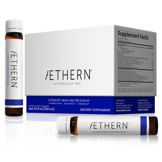Liquid skin care supplement bottle with collagen and hyaluronic acid ready to drink