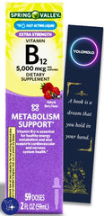Bottle of Spring Valley liquid vitamin B12 5000mcg Berry flavor, 2 oz