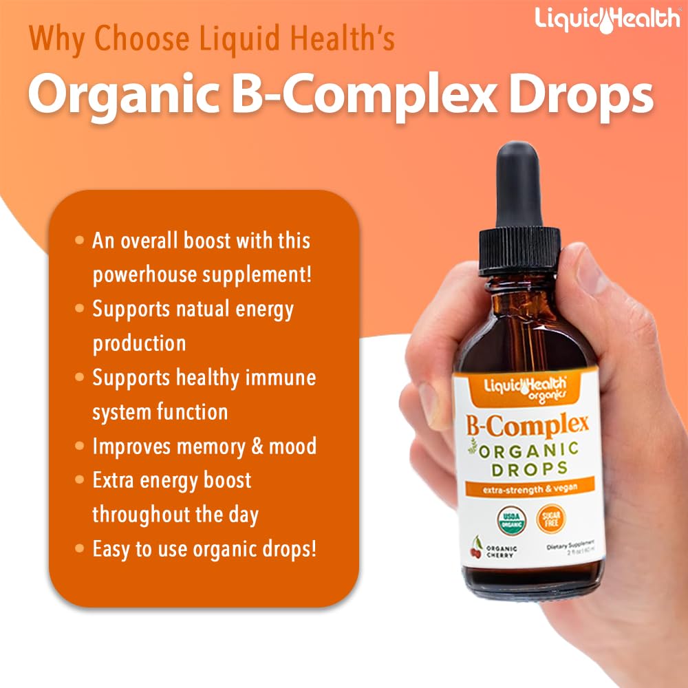 Dropper dispensing organic cherry flavored vitamin B drops