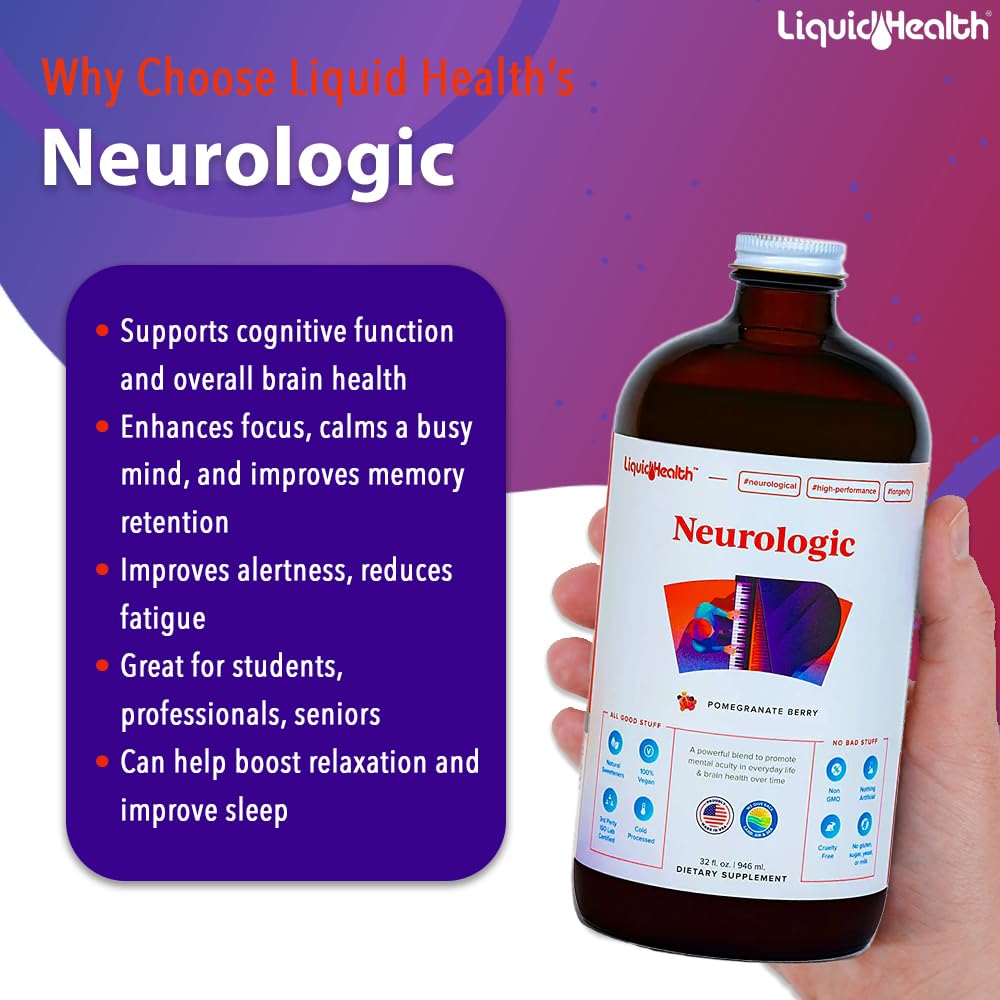 LIQUIDHEALTH Neurologic Focus ingredients – blend with Ginkgo Biloba and L-Theanine for alertness