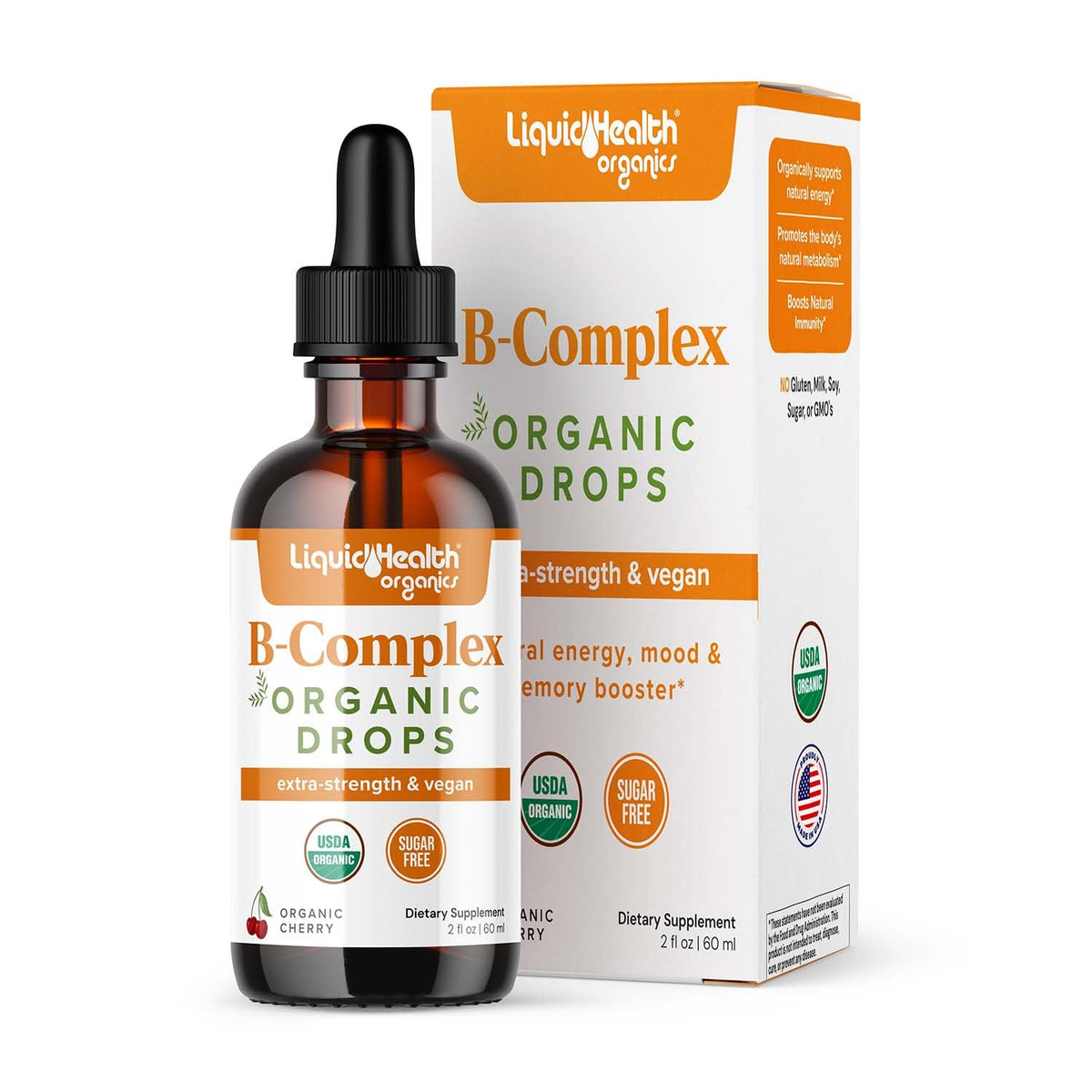 LIQUIDHEALTH Organic Vitamin B Drops hero image showing bottle