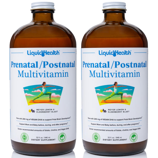 Bottle of LIQUIDHEALTH Prenatal/Postnatal liquid multivitamin with Real Folate