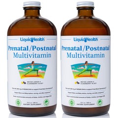 Bottle of LIQUIDHEALTH Prenatal/Postnatal liquid multivitamin with Real Folate